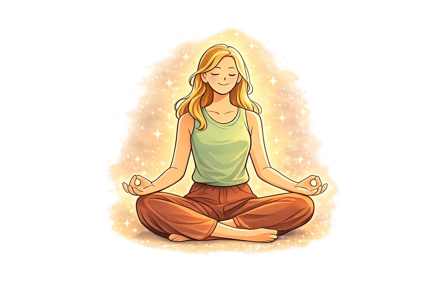 Woman meditating peacefully in nature representing mindful living