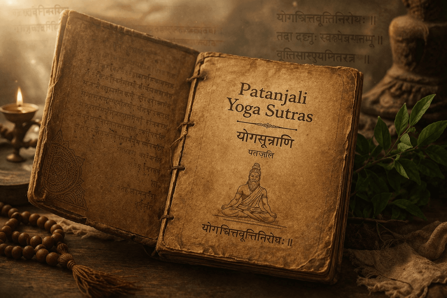 The Patanjali Yoga Sutras — a timeless guide that goes beyond physical yoga, offering a path to control the mind, overcome suffering, and achieve true inner clarity.